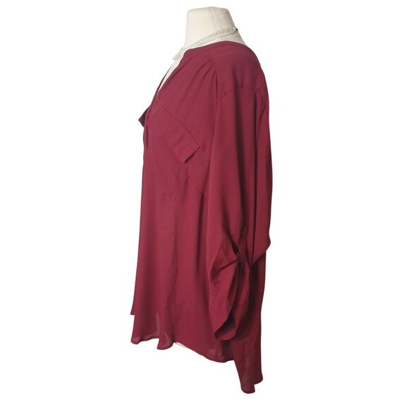 Torrid Harper Tunic Sz 4 Red Chic Blouse Tab Sleeves Holiday Flowy Elegant - Picture 5 of 7